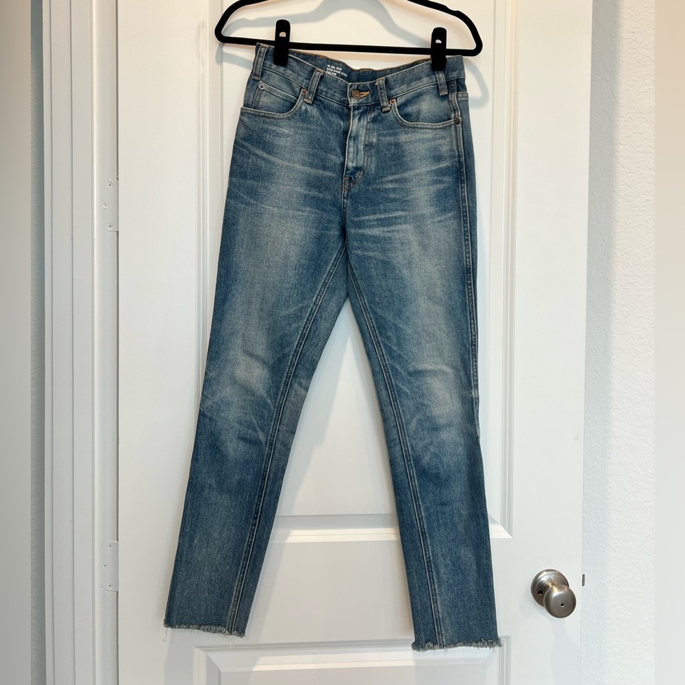 Celine Skinny Jeans Blue Mid-Rise Raw Hem Denim Size 27 - Picture 3 of 6